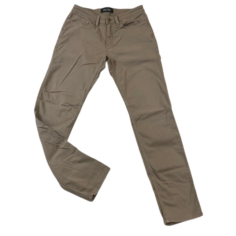 DU/ER Live Lite Pants Mens 31x32 Khaki Tan Slim Straight Stretch Travel MFTS1001